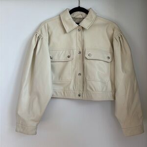 Pull&Bear Women's Beige Leather Jacket